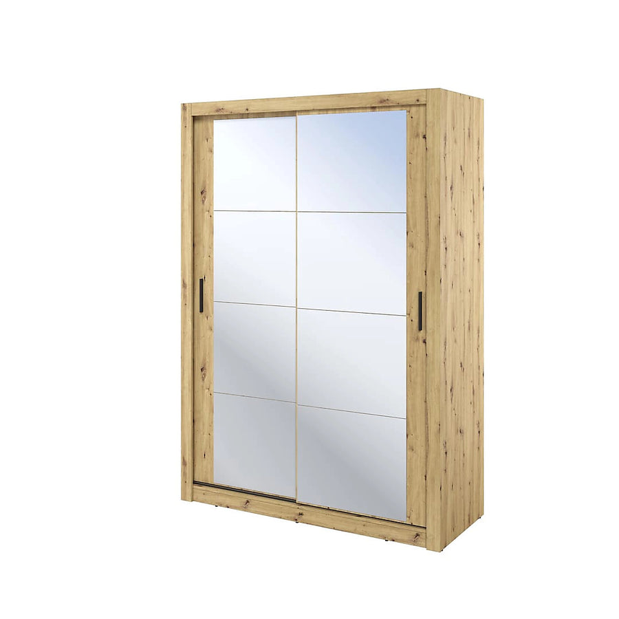 Charming Oak Artisan Lux 18 Sliding Door Wardrobe with Mirrored Panels