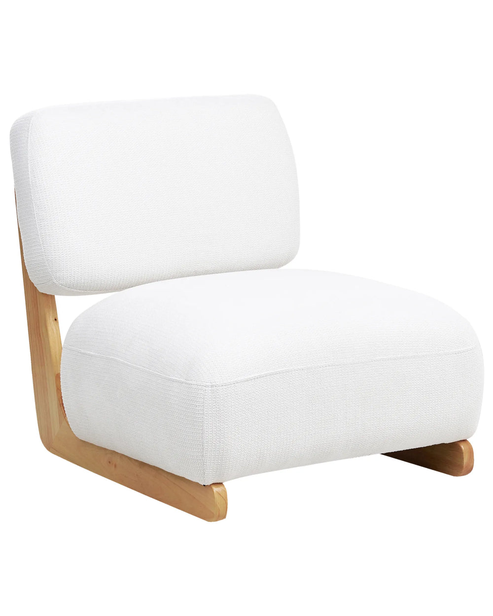 White armchair with wooden legs on a white background