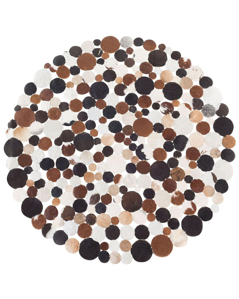 Sorgun Round Cowhide Area Rug ⌀ 140 cm Brown Multicolour