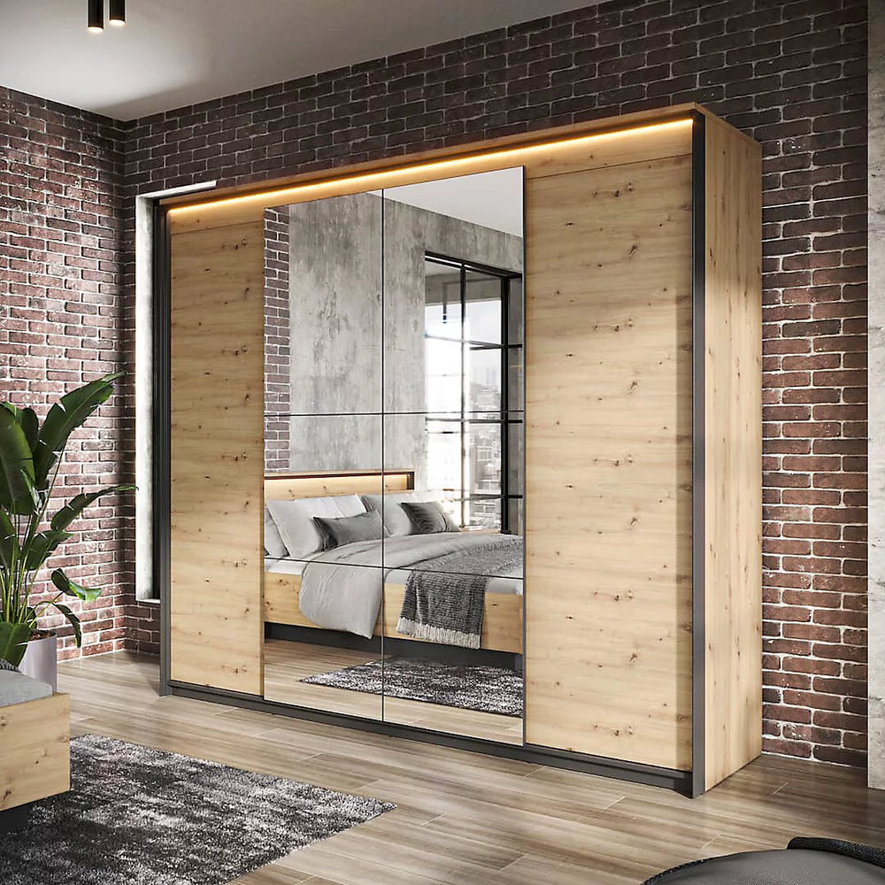 Chic and Spacious Quant 05 Mirrored Hinged Door Wardrobe