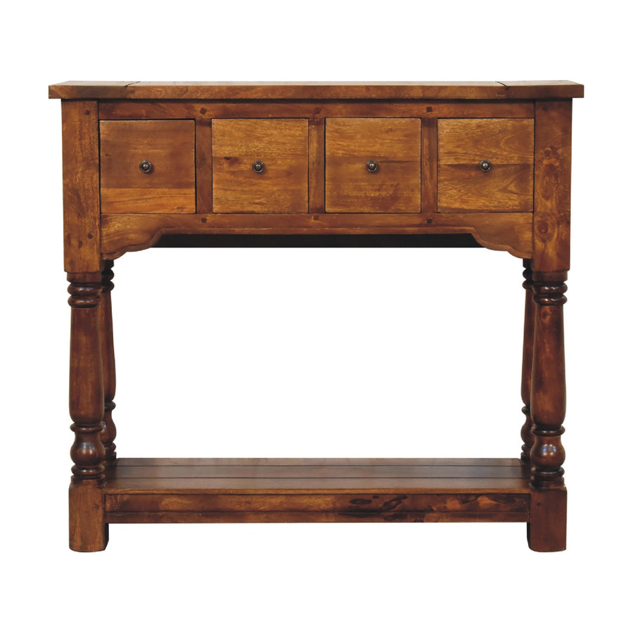 Chestnut 4 Drawer Console Table