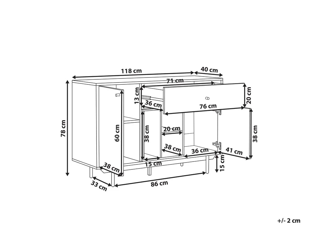 2 Door Sideboard Brown/ White Khailil