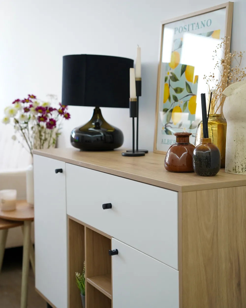 2 Door Sideboard Brown/ White Khailil