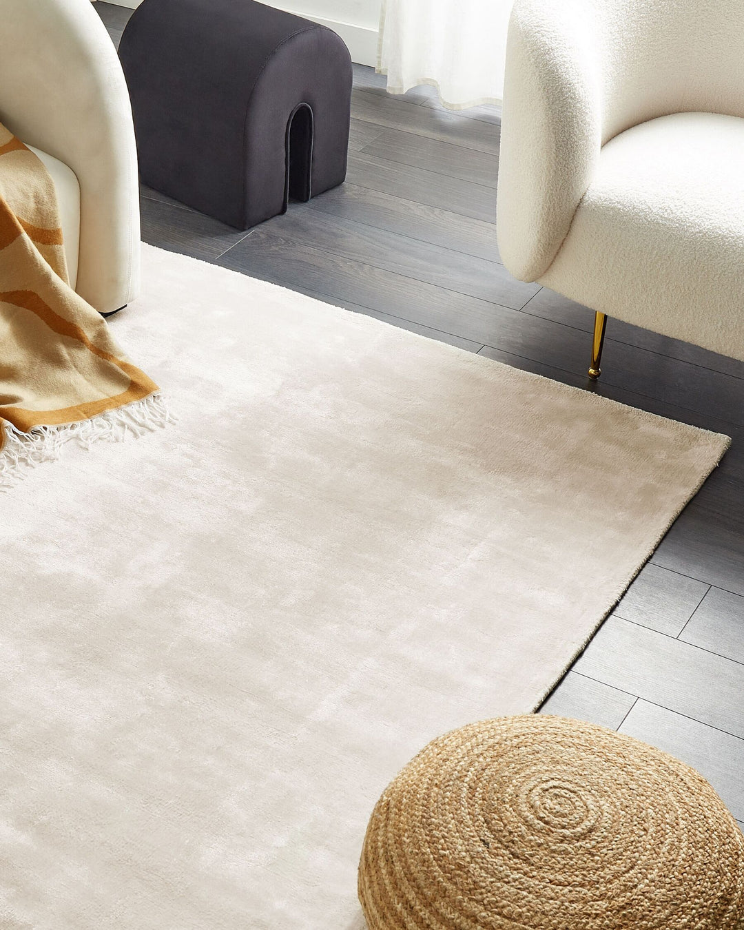 Gesi II Viscose Area Rug Light Beige
