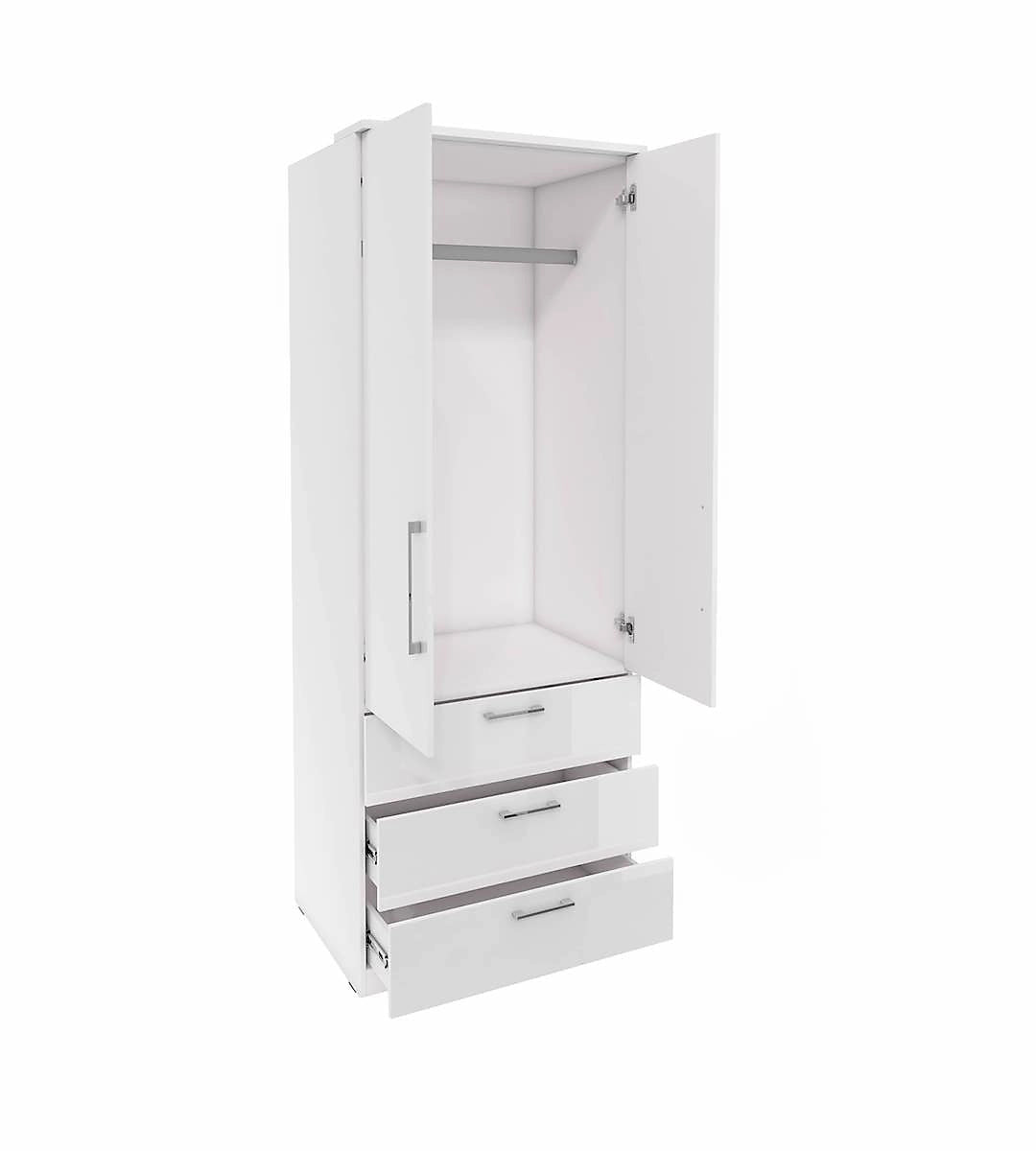 Optima 68 Hinged Wardrobe - Sleek White Gloss for Modern Homes