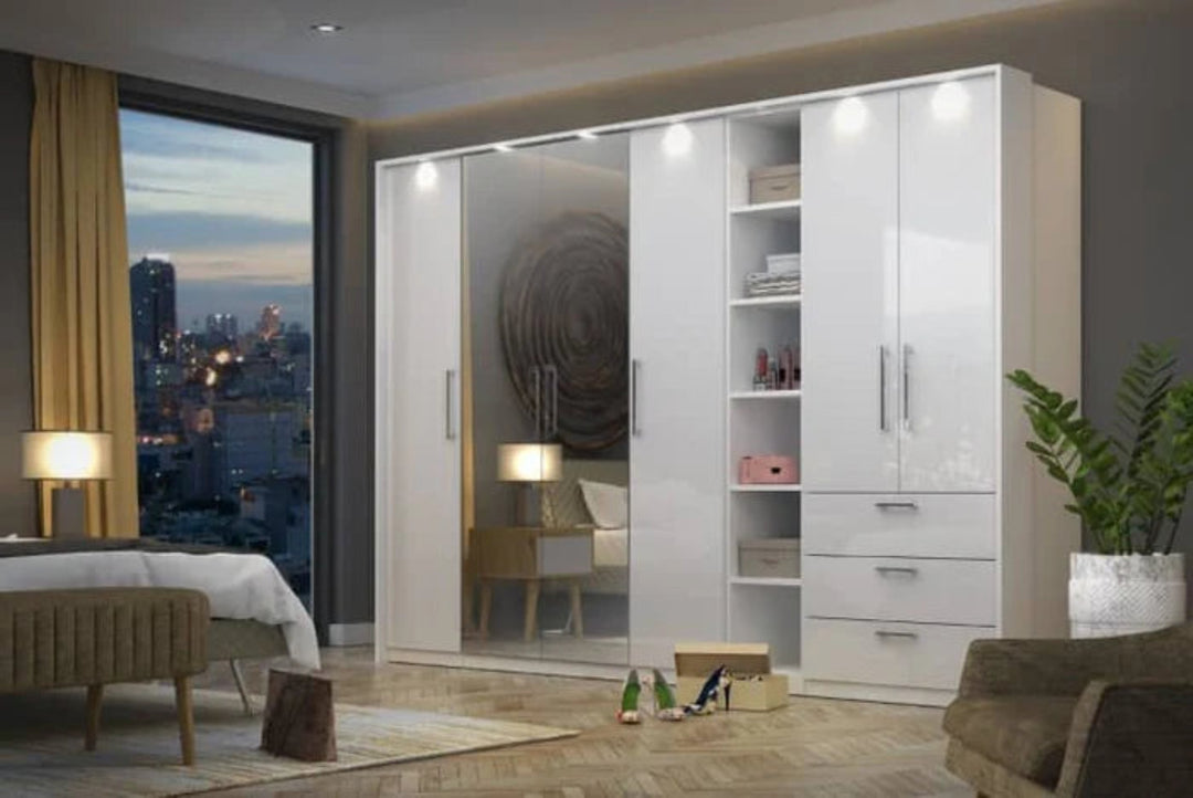 Optima 68 Hinged Wardrobe - Sleek White Gloss for Modern Homes