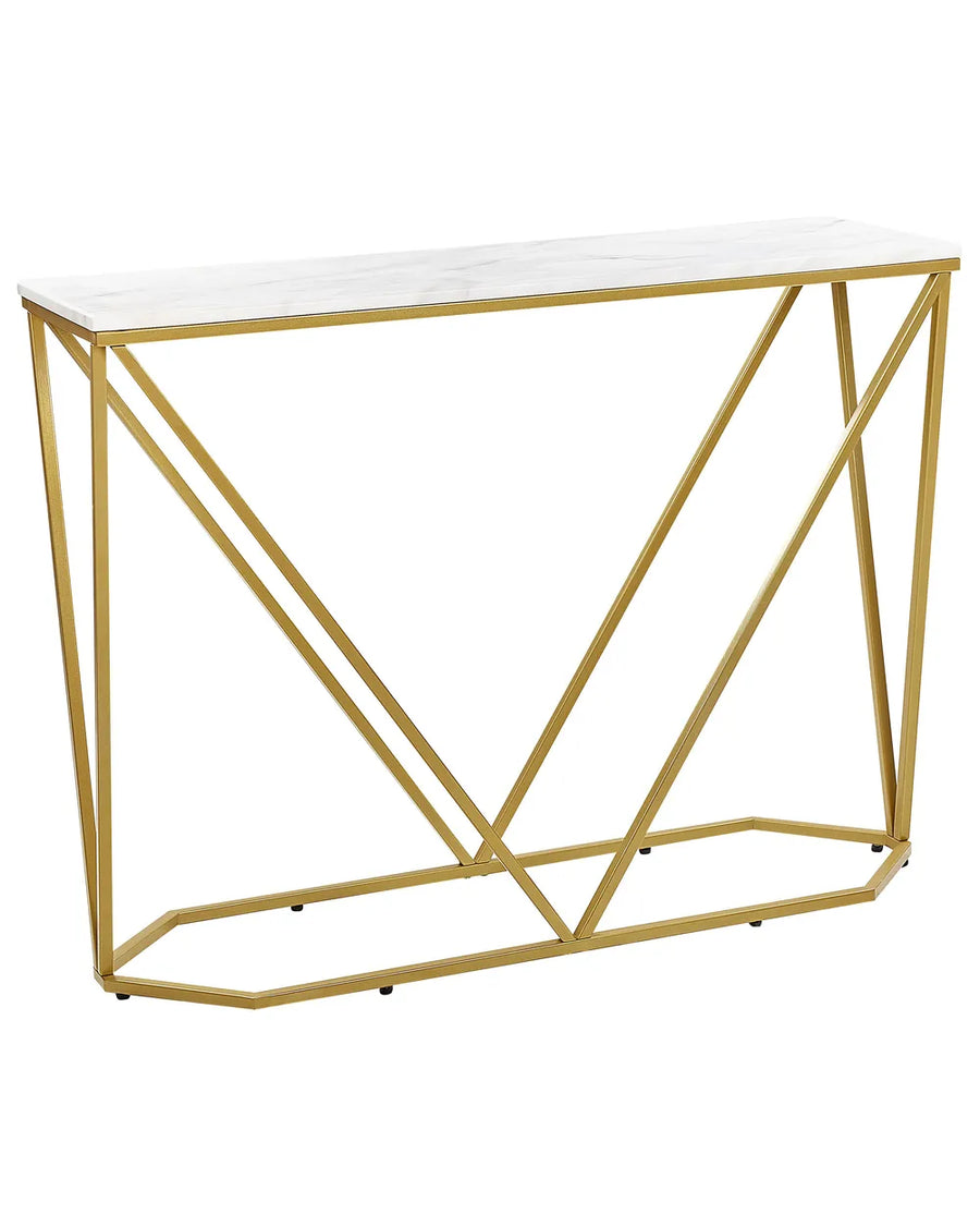 Marble effect console table gold frame