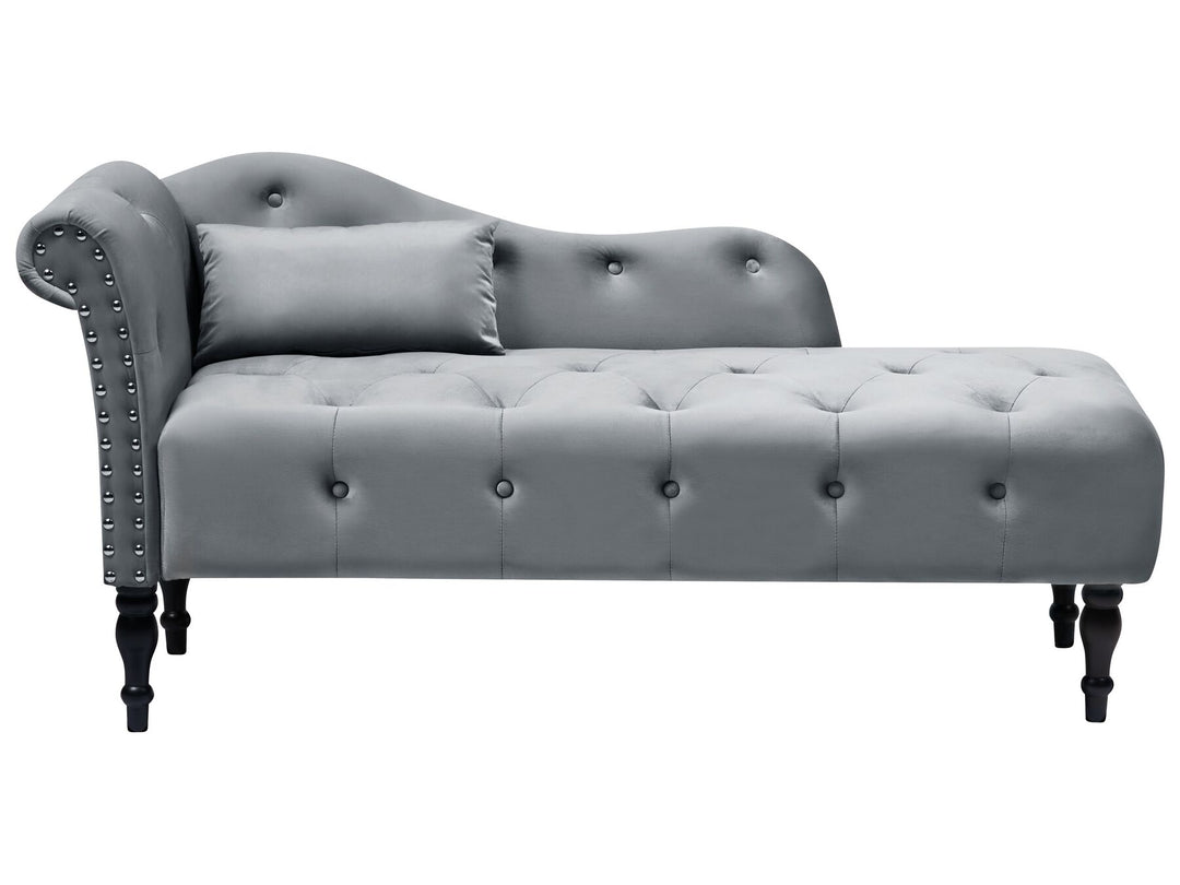 Ivry Left Hand Velvet Chaise Lounge Grey