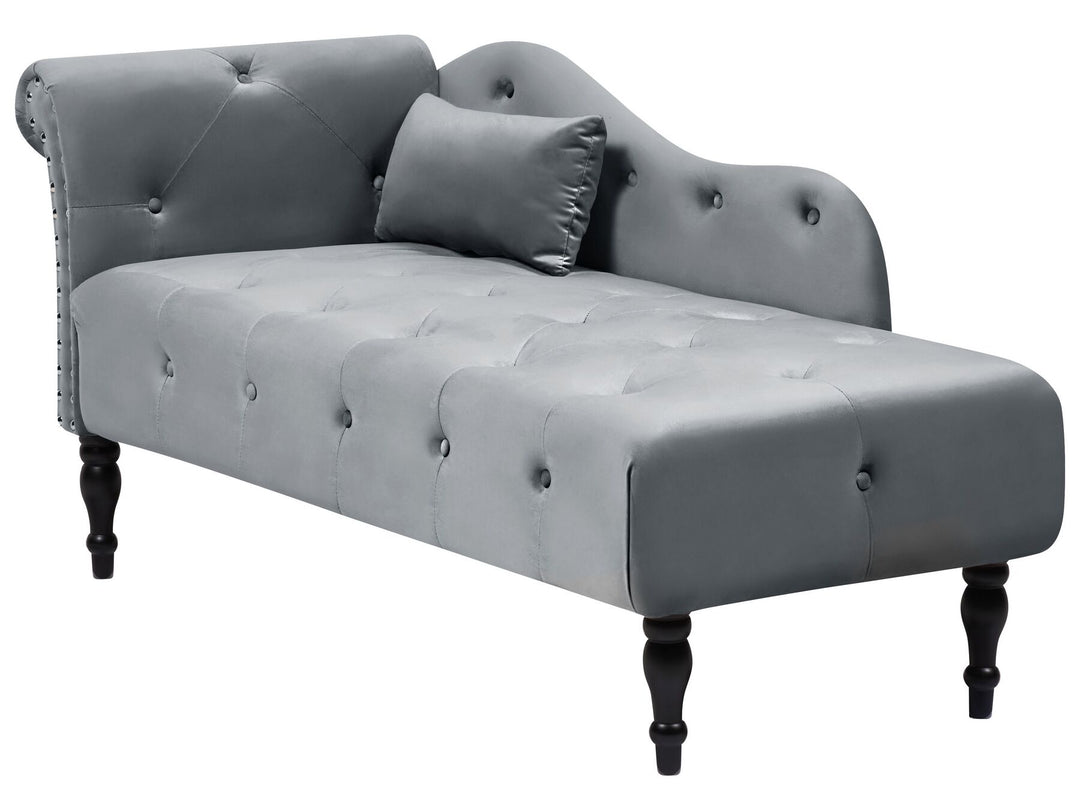 Ivry Left Hand Velvet Chaise Lounge Grey