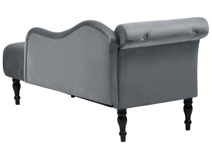 Ivry Left Hand Velvet Chaise Lounge Grey