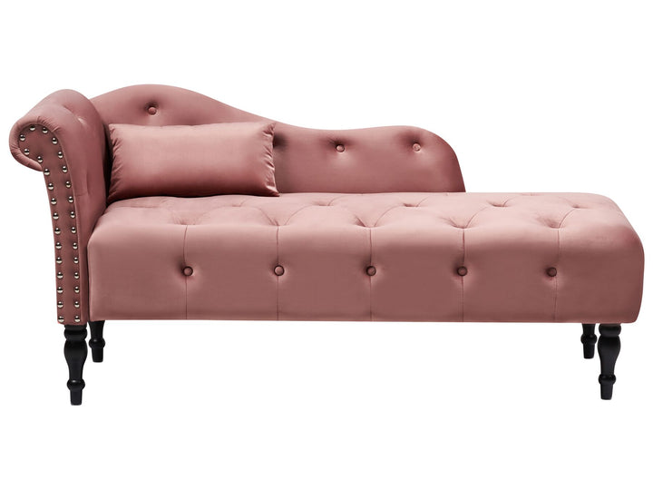 Ivry Left Hand Velvet Chaise Lounge Pink