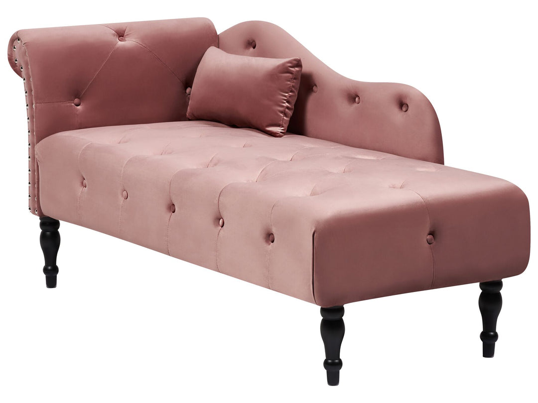 Ivry Left Hand Velvet Chaise Lounge Pink