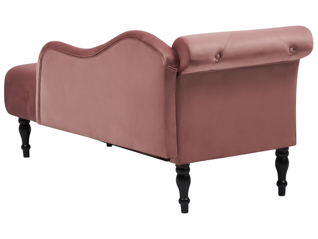 Ivry Left Hand Velvet Chaise Lounge Pink