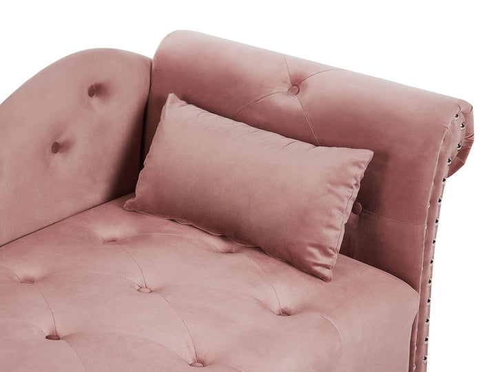 Ivry Left Hand Velvet Chaise Lounge Pink