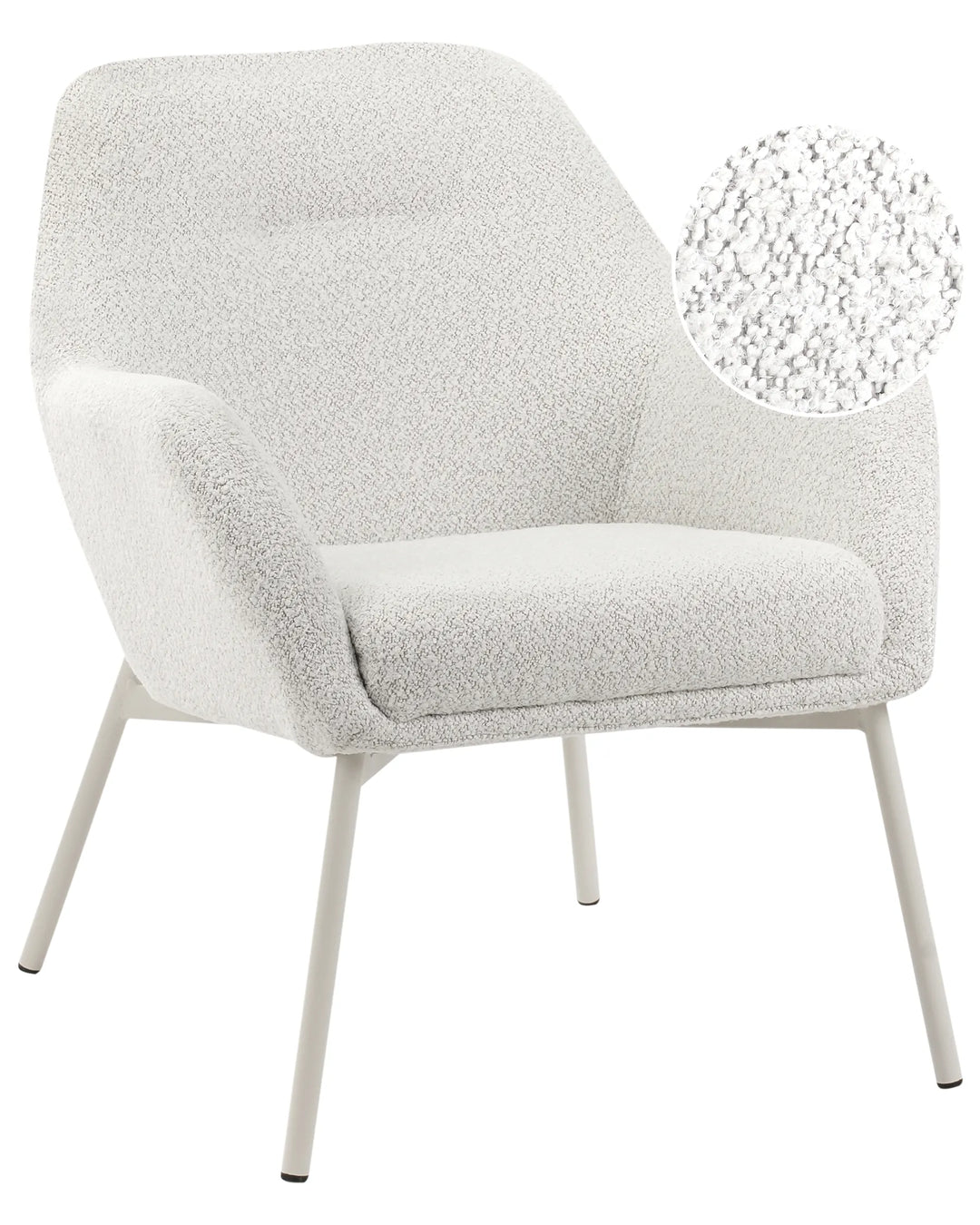 Gray textured armchair with a close-up detail on a white background