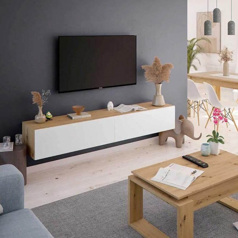 Modern living room with a TV mounted