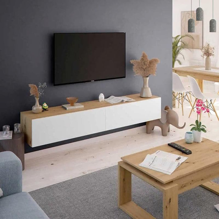 Modern living room with a TV mounted
