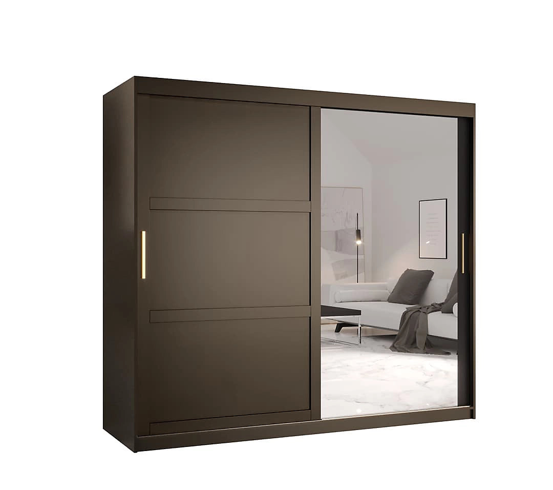 Ramiro II Contemporary 2 Sliding Door Wardrobe 9 Shelves 2 Rails Black Matt