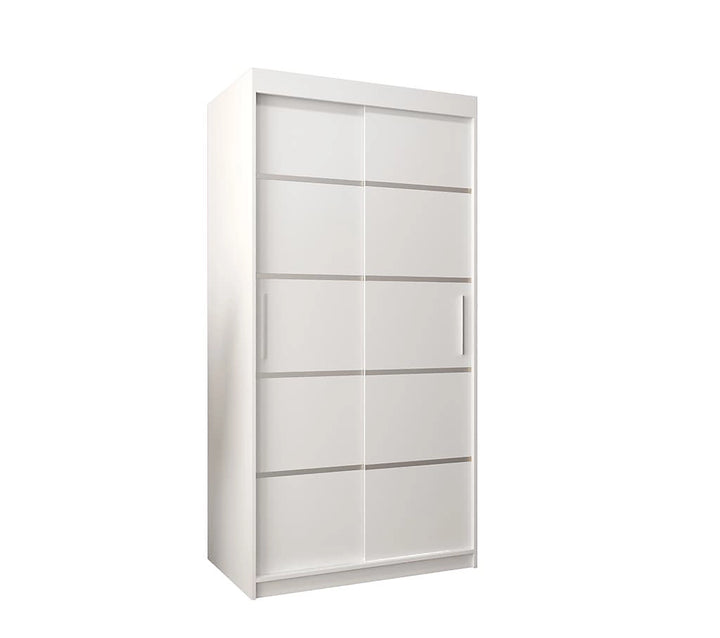 Verona 01 Contemporary 2 Sliding Door Wardrobe 5 Shelves 2 Rails White Matt