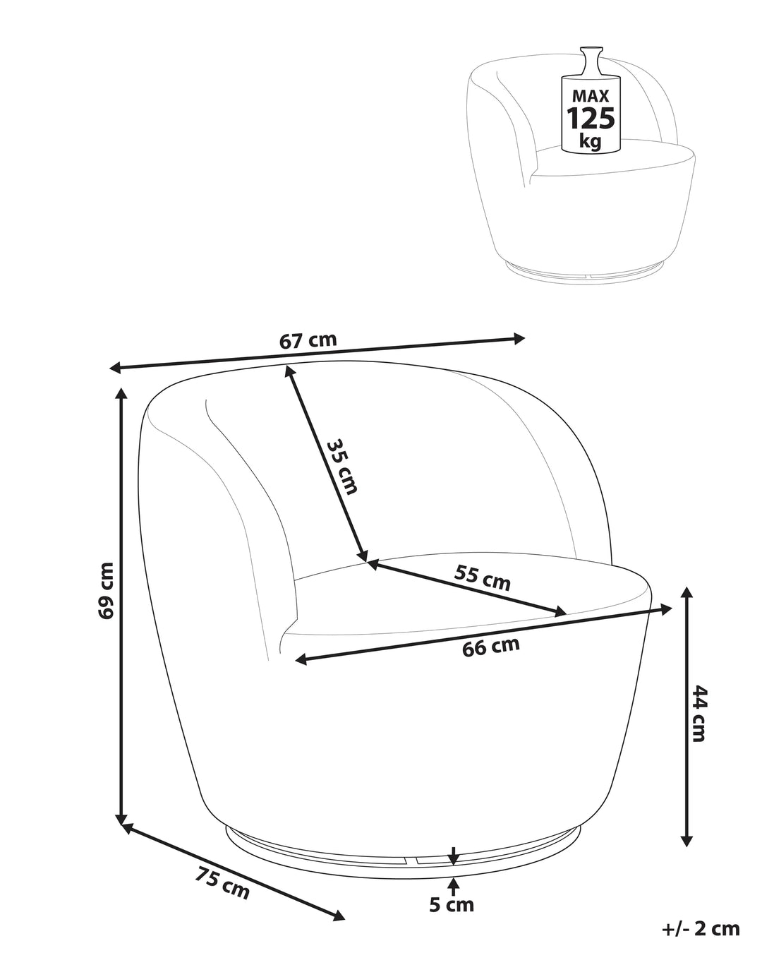 Kuolpa Swivel Armchair Chenille Off-White