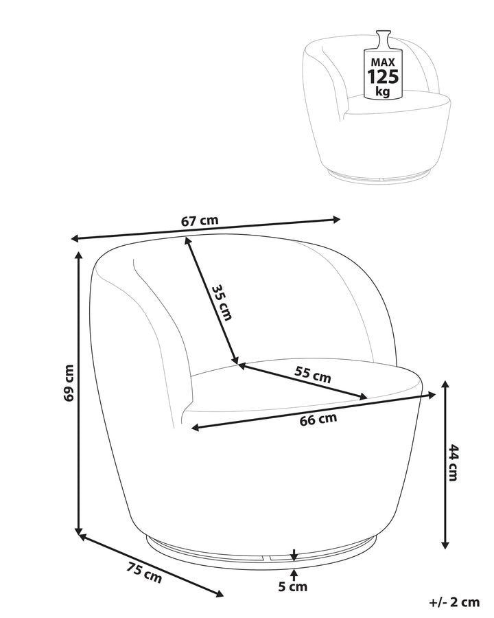 Kuolpa Swivel Armchair Chenille Off-White
