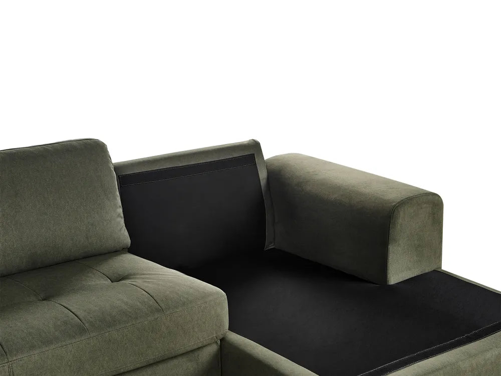 Corner Sofa 4 Seater Fabric Dark Green Left Hand Viola