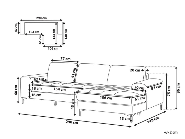 Corner Sofa 4 Seater Fabric Dark Green Left Hand Viola