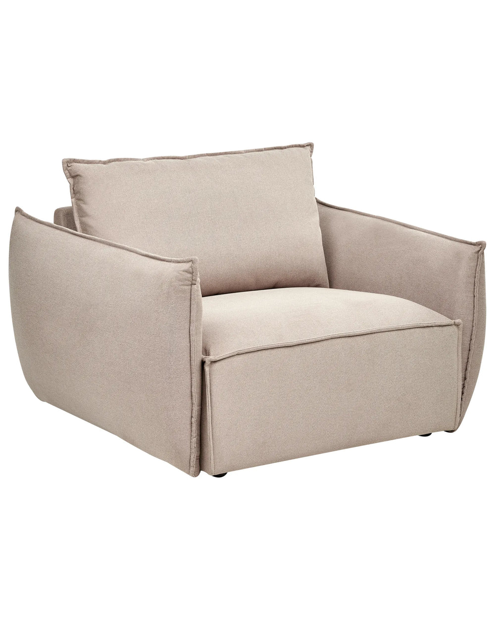 Beige armchair with a pillow on a white background