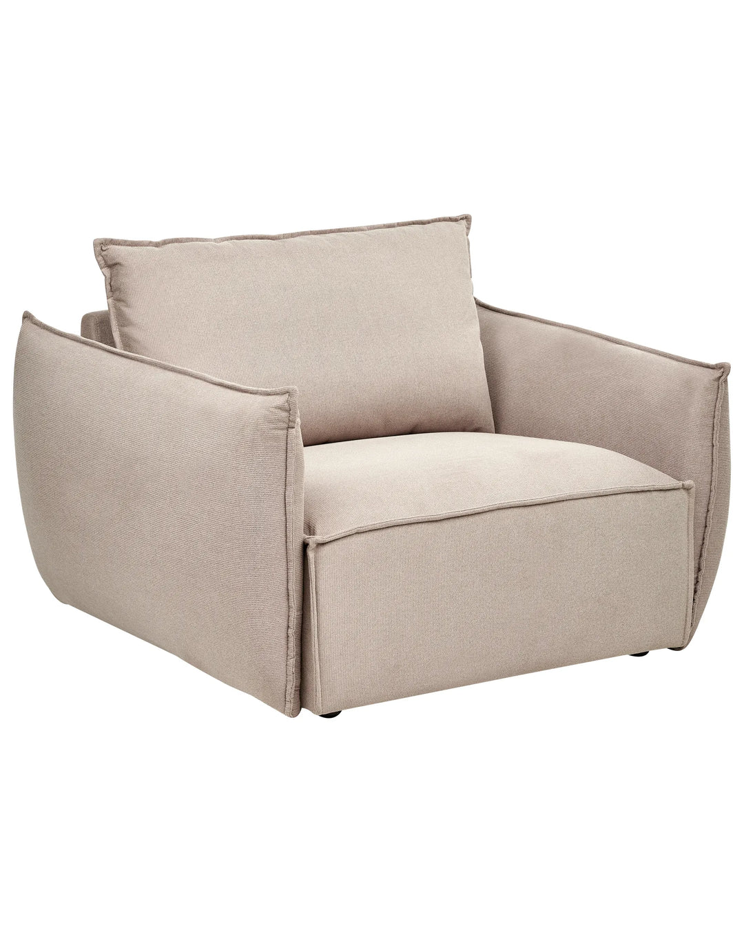 Beige armchair with a pillow on a white background