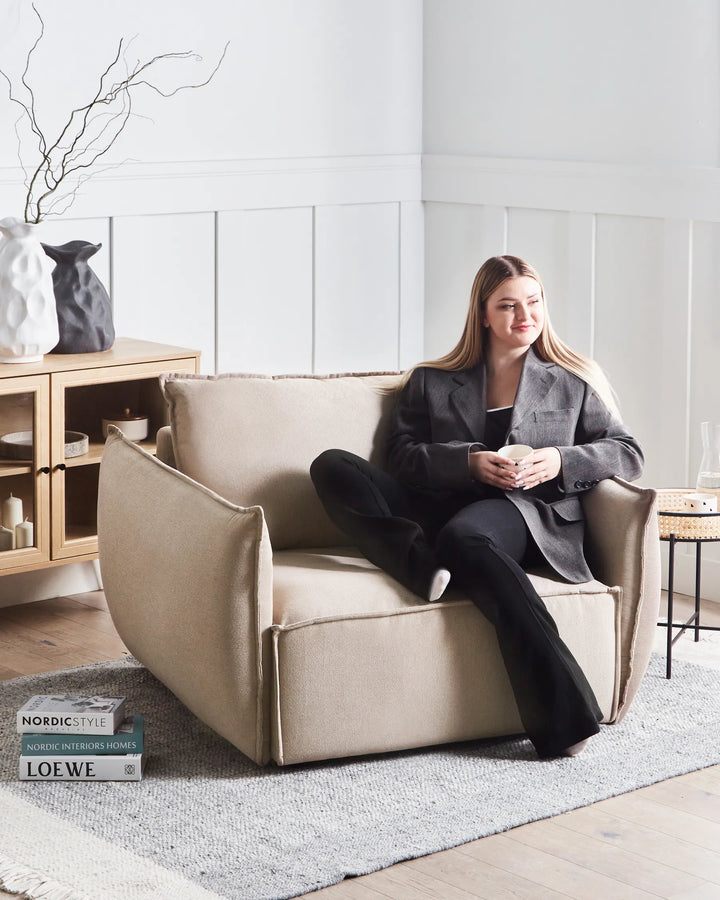 Armchair Fabric Taupe Lizetta