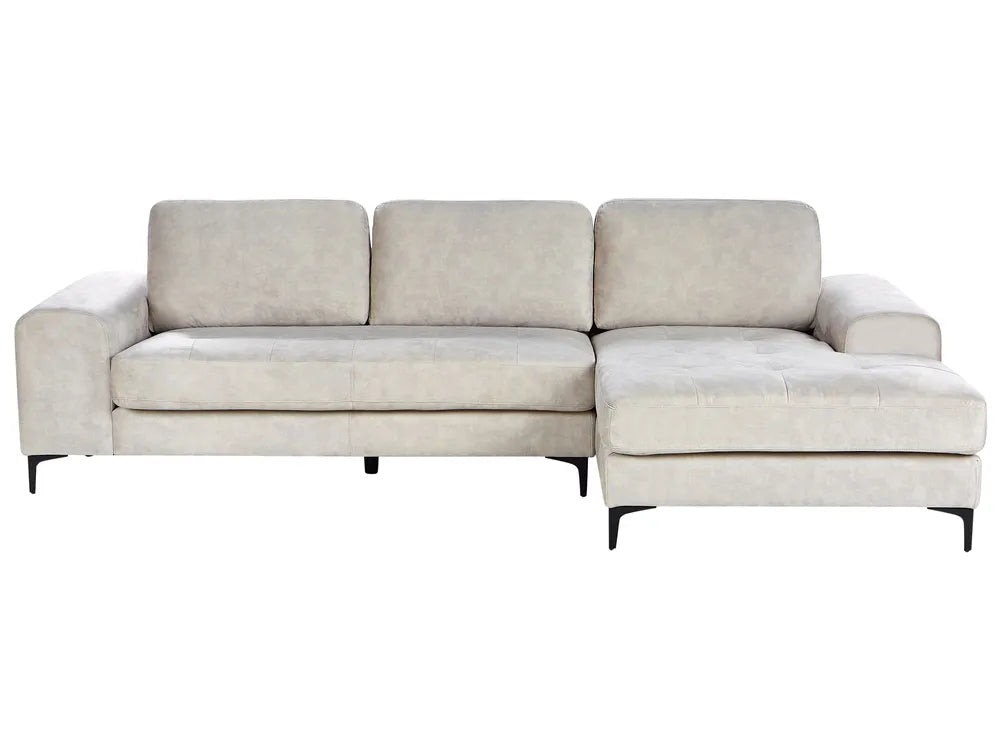 Corner Sofa 4 Seater KIRUNA Velvet Light Beige Left Hand