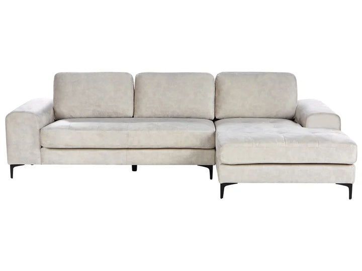 Corner Sofa 4 Seater KIRUNA Velvet Light Beige Left Hand