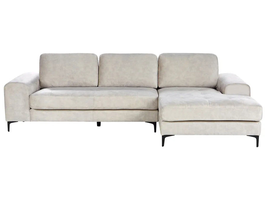 Corner Sofa 4 Seater KIRUNA Velvet Light Beige Left Hand