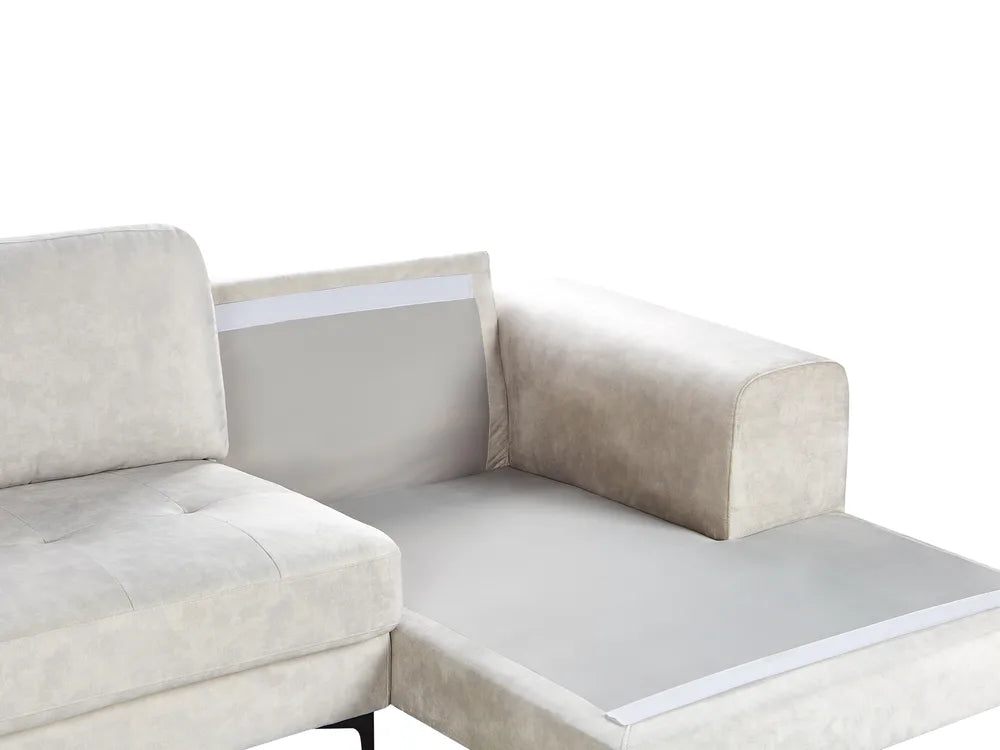 Corner Sofa 4 Seater Fabric Light Beige Left Hand Viola