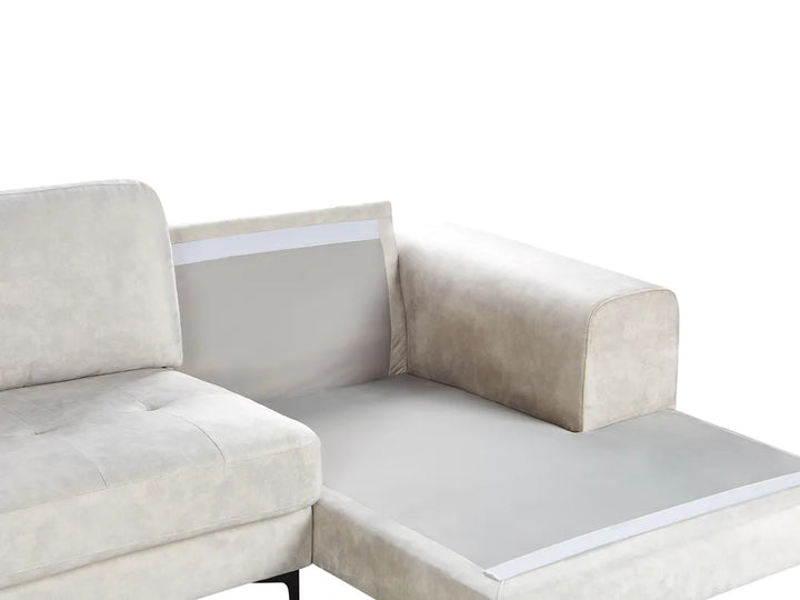 Corner Sofa 4 Seater Fabric Light Beige Left Hand Viola