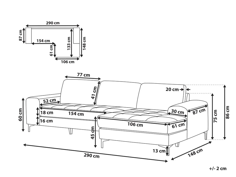 Corner Sofa 4 Seater Fabric Light Beige Left Hand Viola