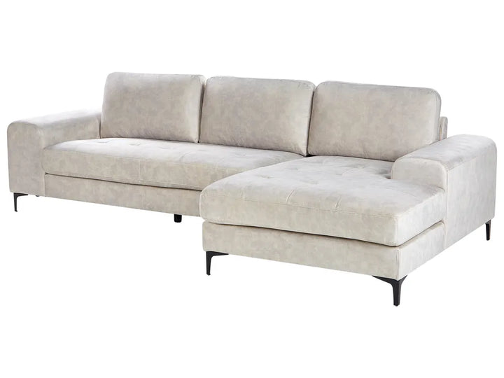 Corner Sofa 4 Seater Fabric Light Beige Left Hand Viola