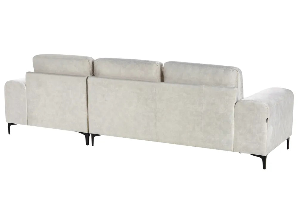 Corner Sofa 4 Seater Fabric Light Beige Left Hand Viola