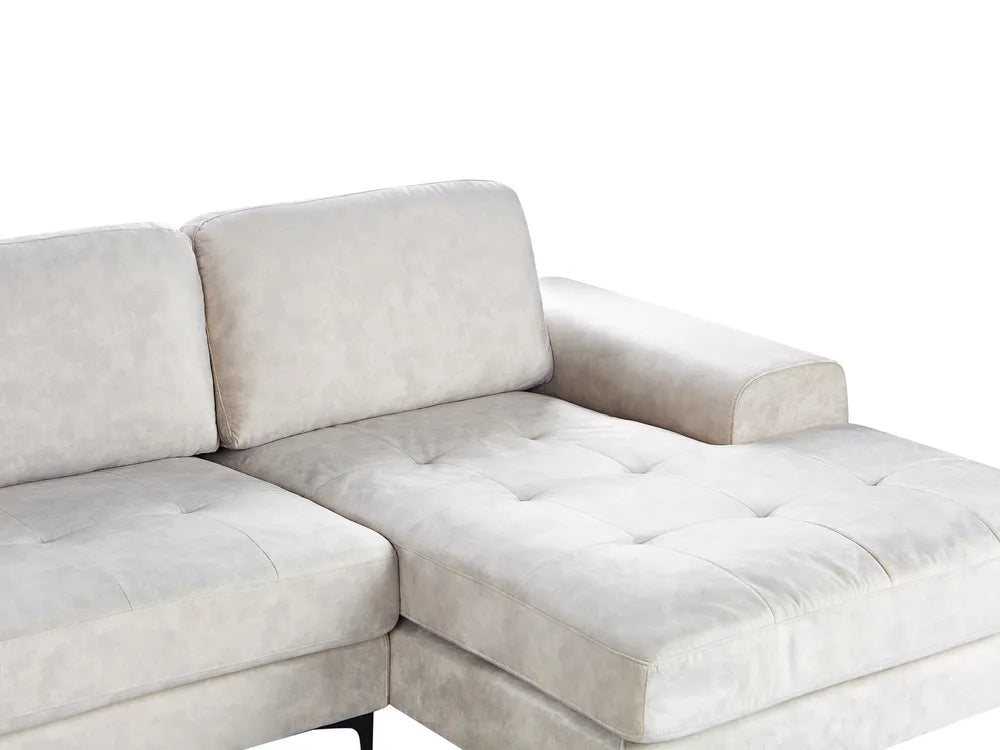 Corner Sofa 4 Seater Fabric Light Beige Left Hand Viola