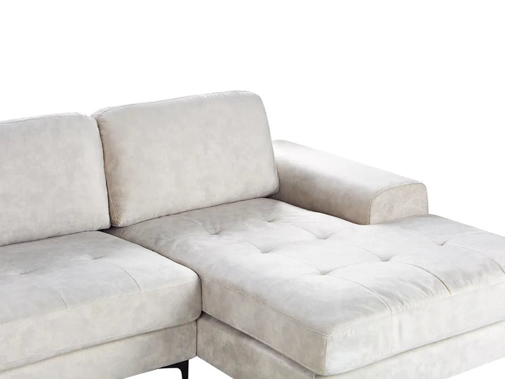 Corner Sofa 4 Seater Fabric Light Beige Left Hand Viola