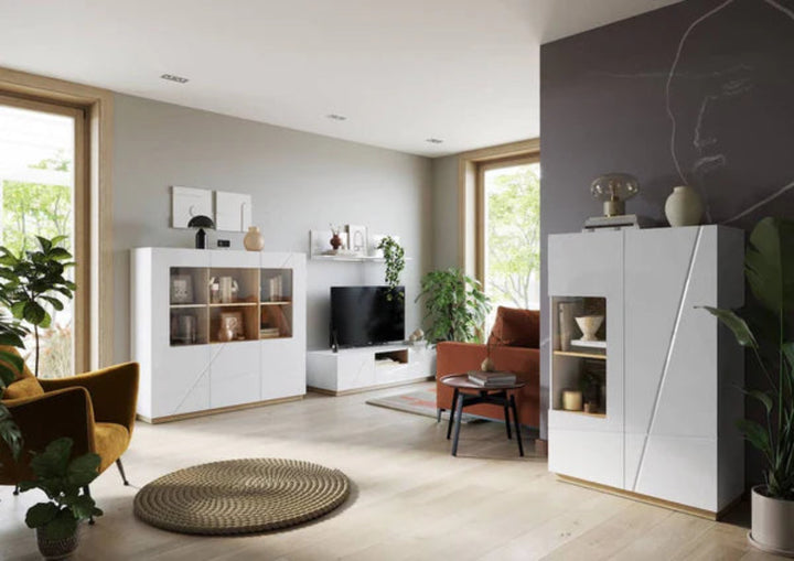 Futura Gorgeous Hinged Door Wardrobe in White Gloss & Oak Riviera - Ideal for Smaller Rooms