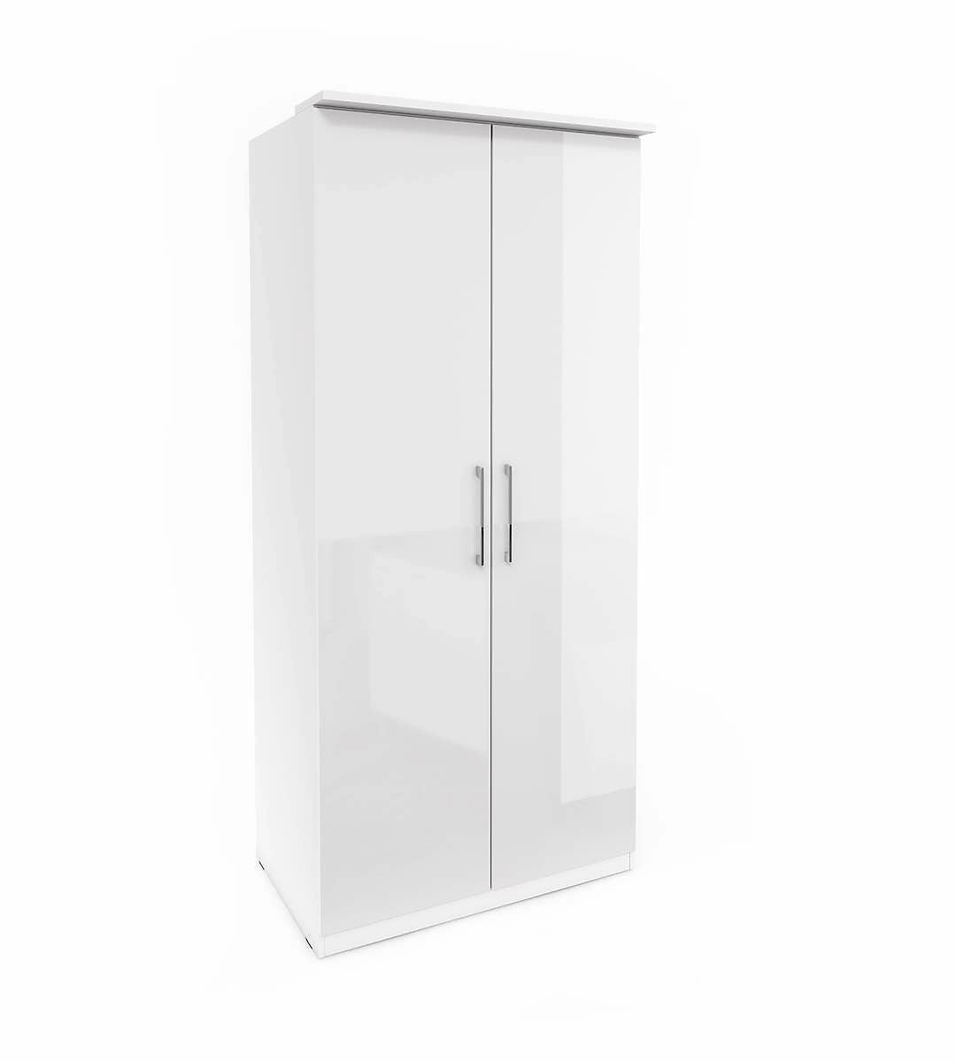 Elegant Optima 18 Two-Door Wardrobe in White Gloss - Compact Design