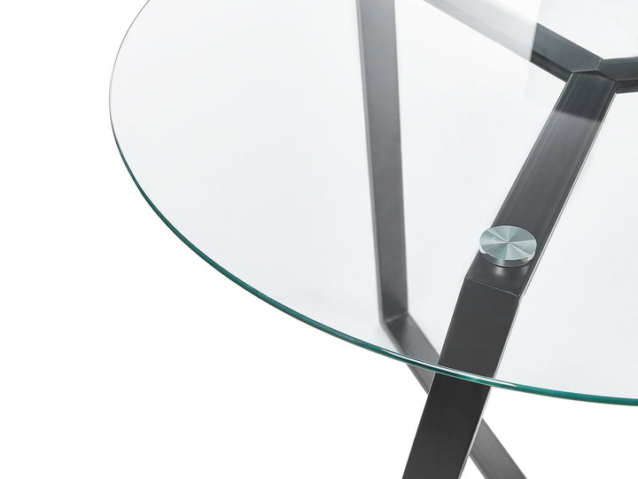 Brillion Glass Top Round Dining Table ⌀ 100 cm Black