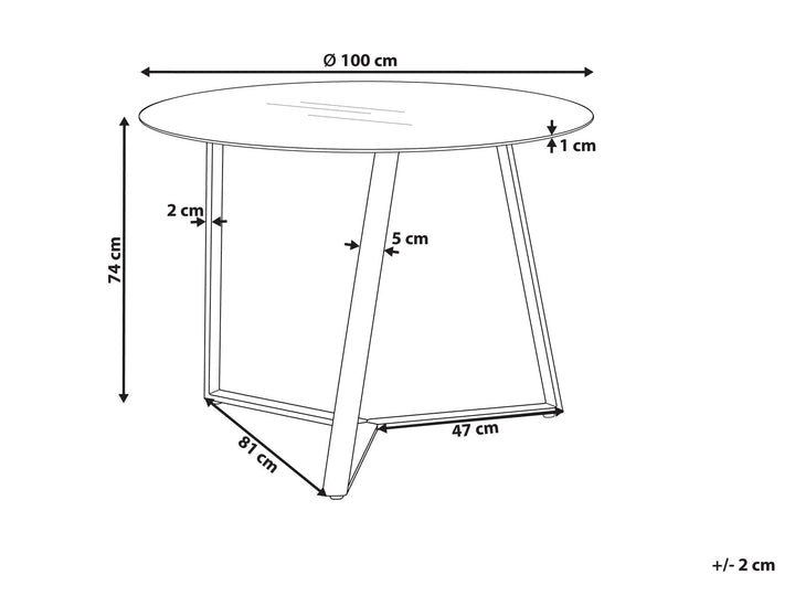 Brillion Glass Top Round Dining Table ⌀ 100 cm Black