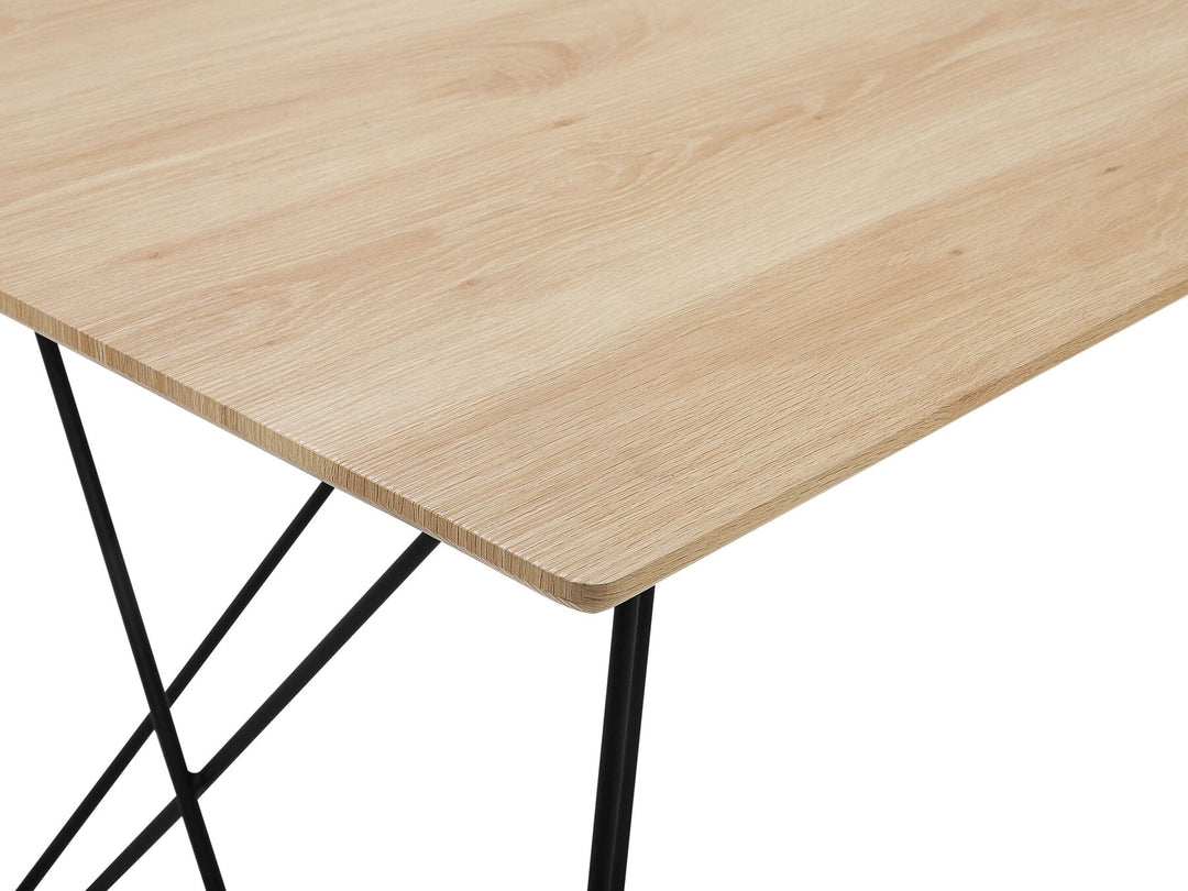 Darielle Dining Table 140 x 80 cm Light Wood with Black