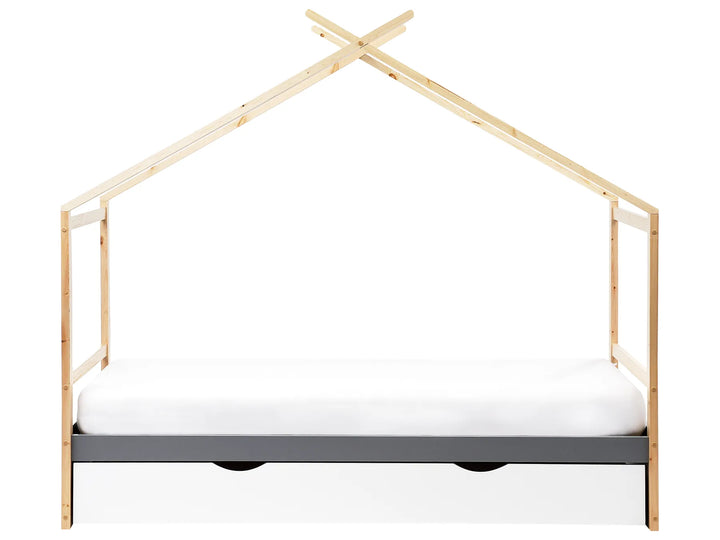 Kids Bed House Pine Wood 90 x 200 cm with Storage Grey Holli