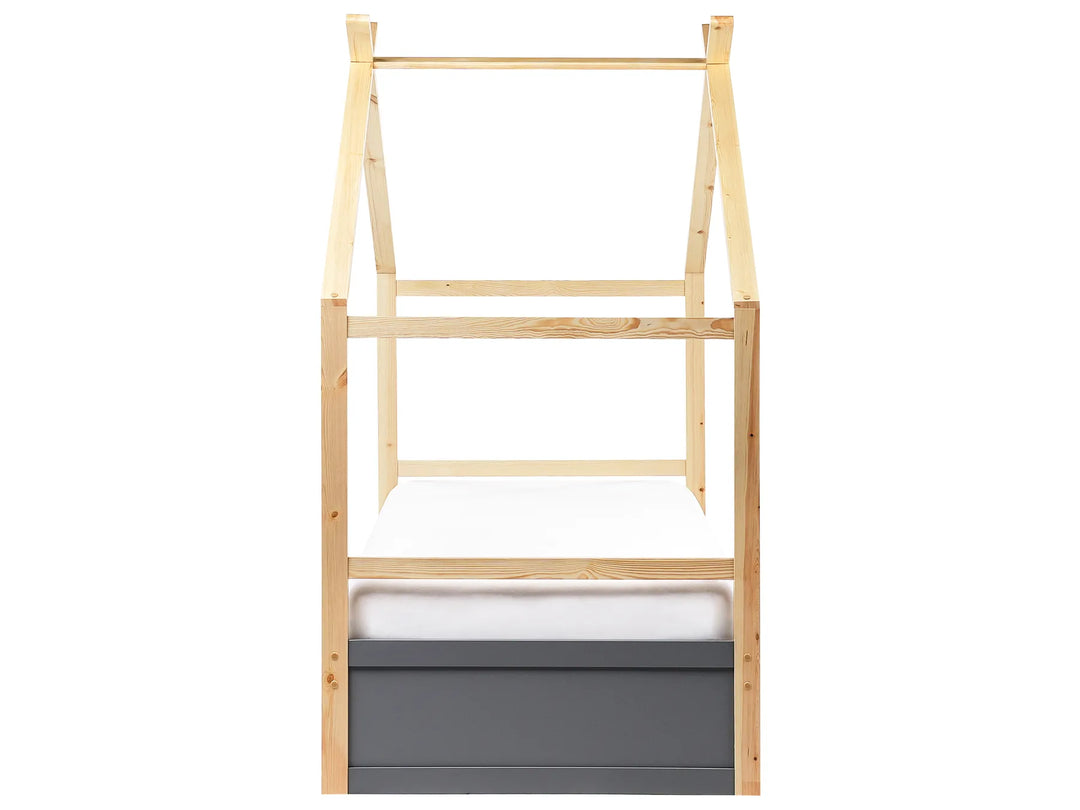 Kids Bed House Pine Wood 90 x 200 cm with Storage Grey Holli