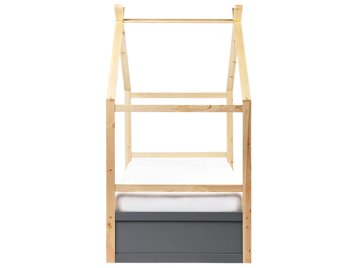 Kids Bed House Pine Wood 90 x 200 cm with Storage Grey Holli