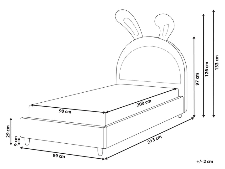 Kids Bed Rabbit Velvet 90 x 200 cm Pink Ariani