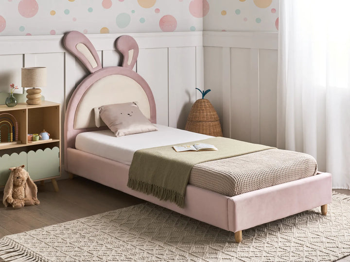Kids Bed Rabbit Velvet 90 x 200 cm Pink Ariani